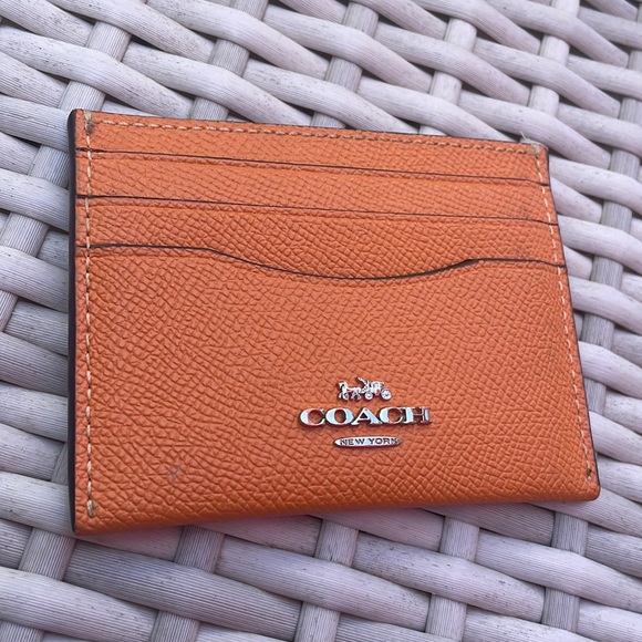 COACH Slim Id Card Case- Silver/Bright Mandarin - Picture 4 of 9